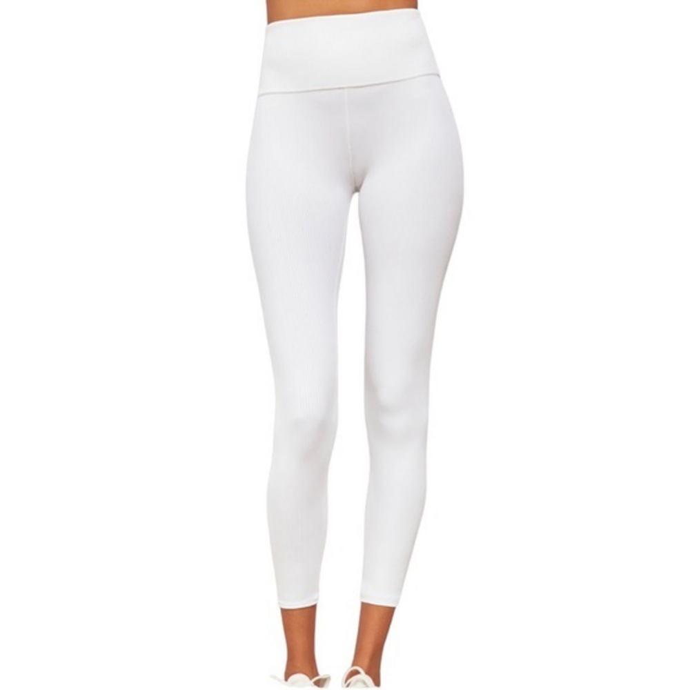 Carbon38 White Ribbed Athletic 7/8 Leggings